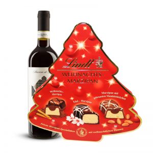 Red Christmas Lindt Bonbonniere & Red Wine