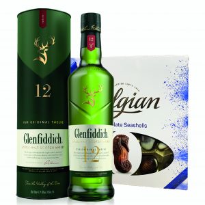 Glenfiddich Signature 12 Year Old Speyside Single Malt Scotch Whiskey & Belgian Bonbonniere
