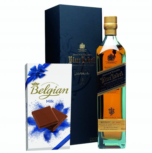 Johnnie Walker Blue Label Blended Scotch Whiskey + Belgian Chocolate Bar