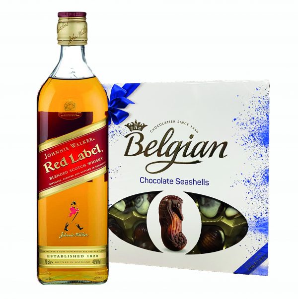 Johnnie Walker Whiskey Red Label Scotch Whiskey + Belgian Bonbonniere